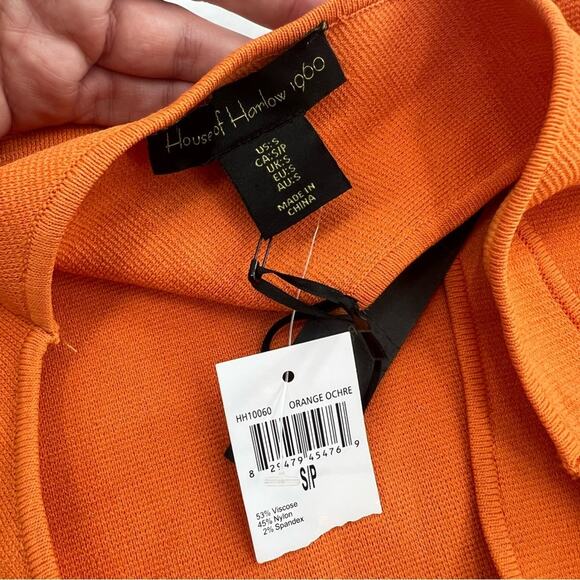 NWT House of Harlow orange bodycon cross strap dress sz S - Picture 3 of 6